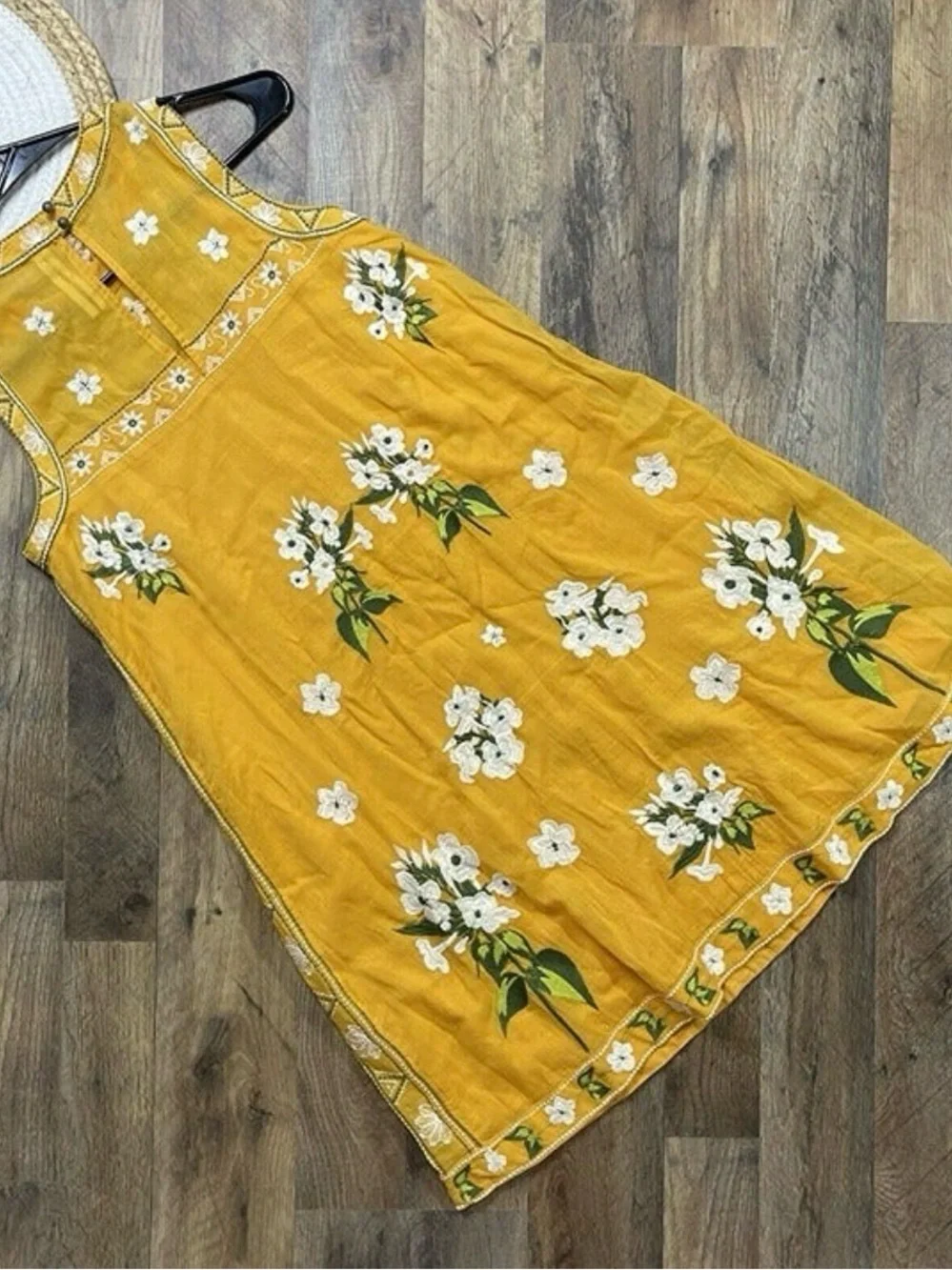 Anthropologie Shana Yellow Sleeveless Embroidered Swing Dress Womens Size 2 - Picture 7 of 10